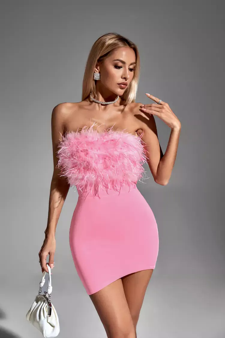 Annabelle Pink Feather Dress Annabelle Pink Feather Dress