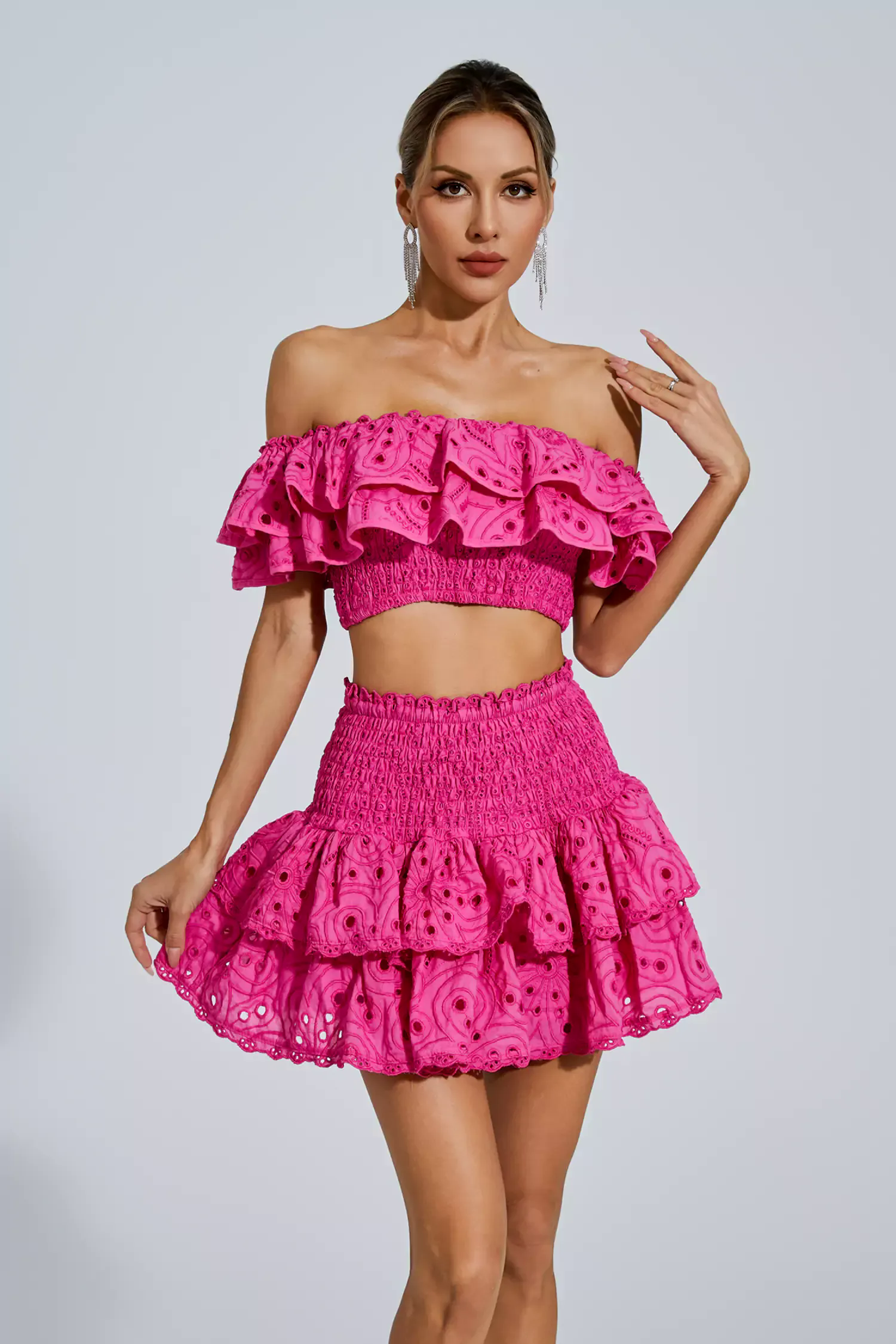 Dorothy Pink Floral Ruffle Off-Shoulder Set Dorothy Pink Floral Ruffle Off-Shoulder Set