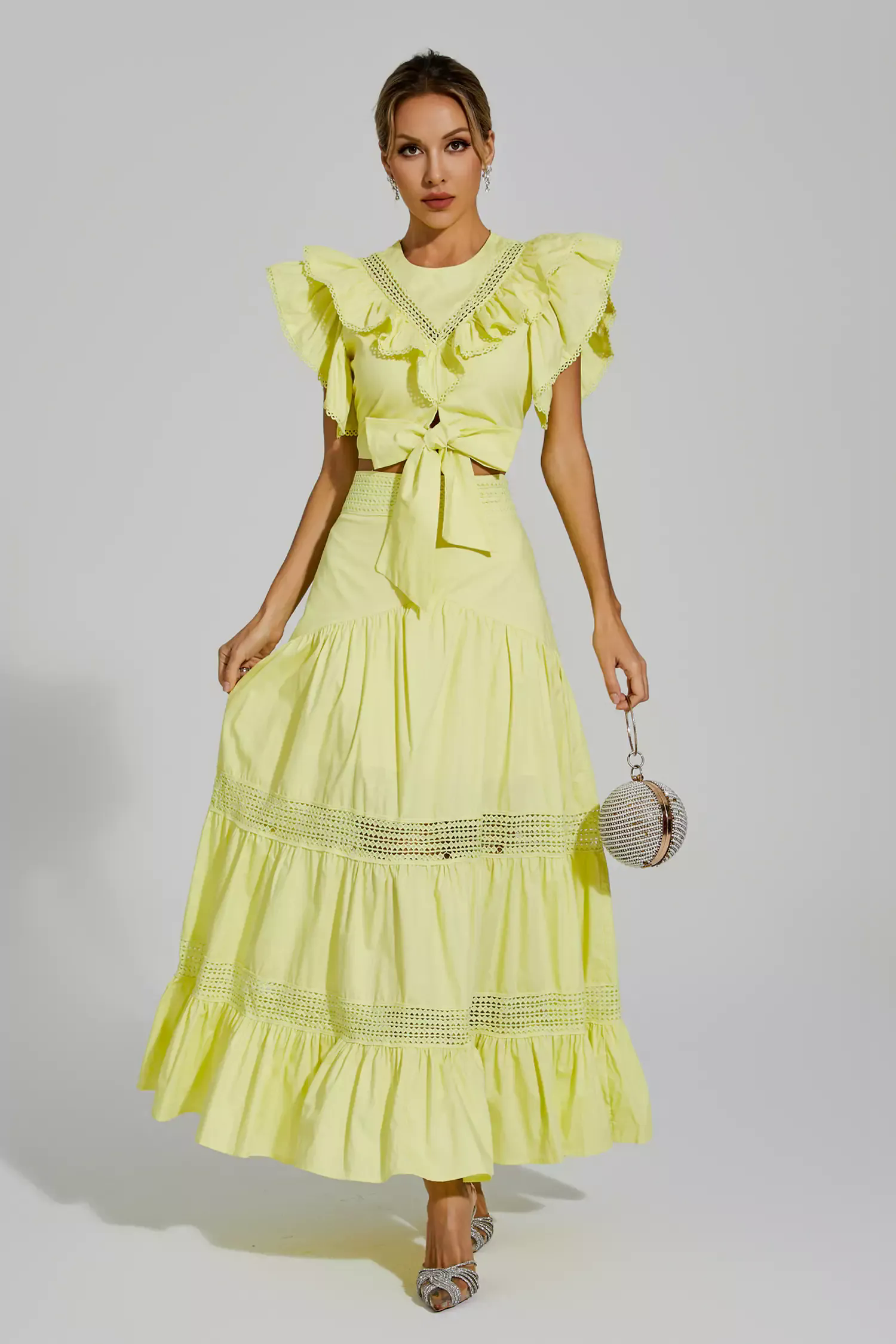 Zoie Yellow Ruffled Sleeveless Set Zoie Yellow Ruffled Sleeveless Set