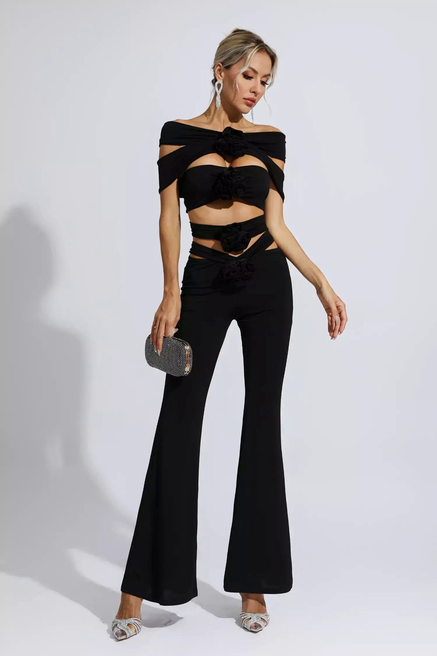 Makenzie Black Floral Cutout Set Makenzie Black Floral Cutout Set