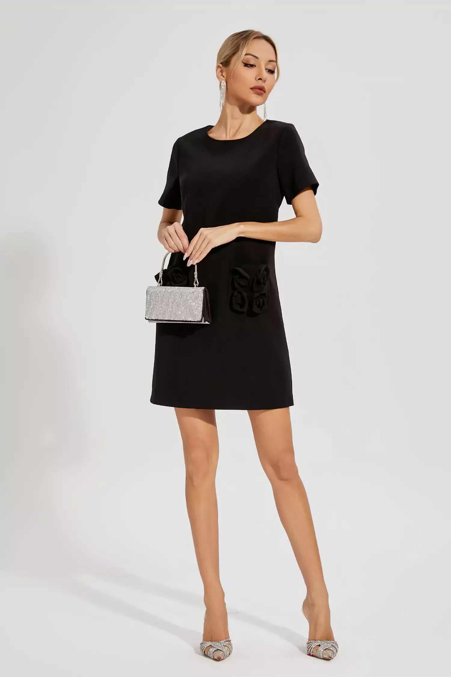 Zendaya Black Rose Mini Dress Zendaya Black Rose Mini Dress